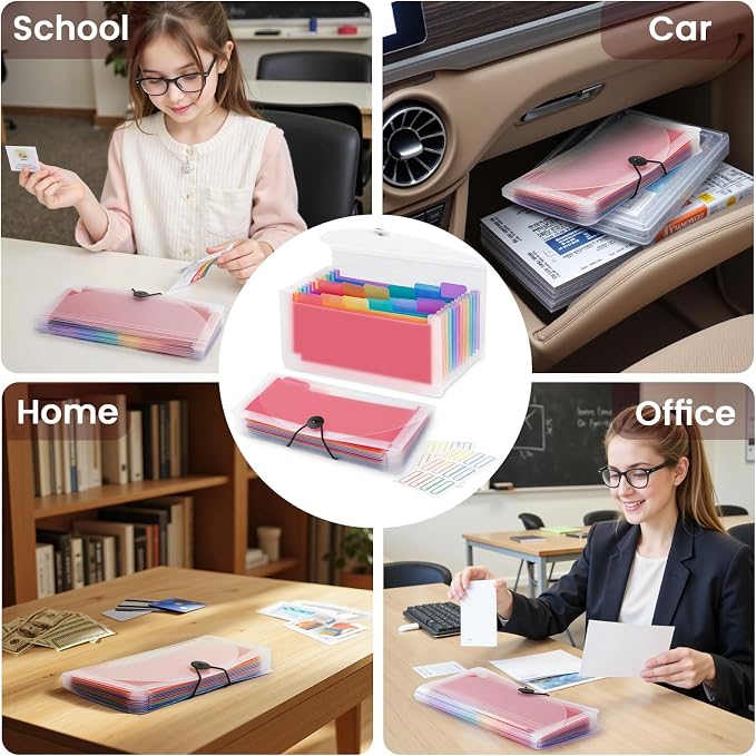 13 Pocket A6 Receipt Organizer, 2 Pack Small Accordion File Organizer, Coupon - Image 7
