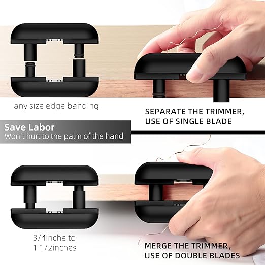 GSCIT Club Edge Banding Trimmer, Tungsten Carbide Blades Hand Planer Edge Bander for Burrs Edge Corner Planer Wood Scraper Edge Banding Tools Cutter for PVC ABS Melamine (Black)-DeskLoop Office
