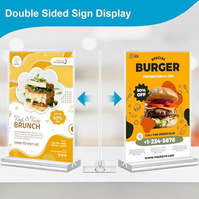 Acrylic Sign Holder 5 x 7, 10 Pack Clear Table Menu Vertical Display Stand - Image 2