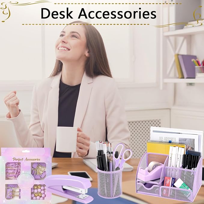 Office Supplies, Desk Accessories, Stapler and Tape Dispenser Set, 1000 Staples - Image 8