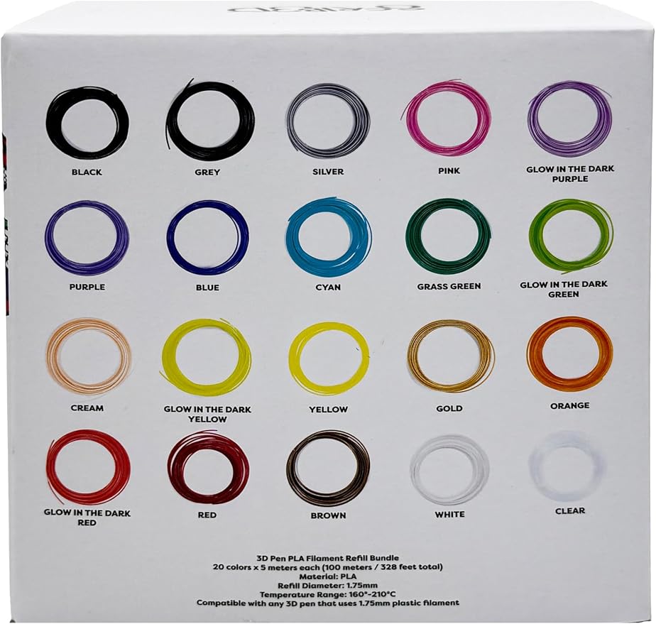 SCRIB3D Pen Filament Refills, 20 Colors, 320 Feet, 1.75mm PLA, Works - Image 3