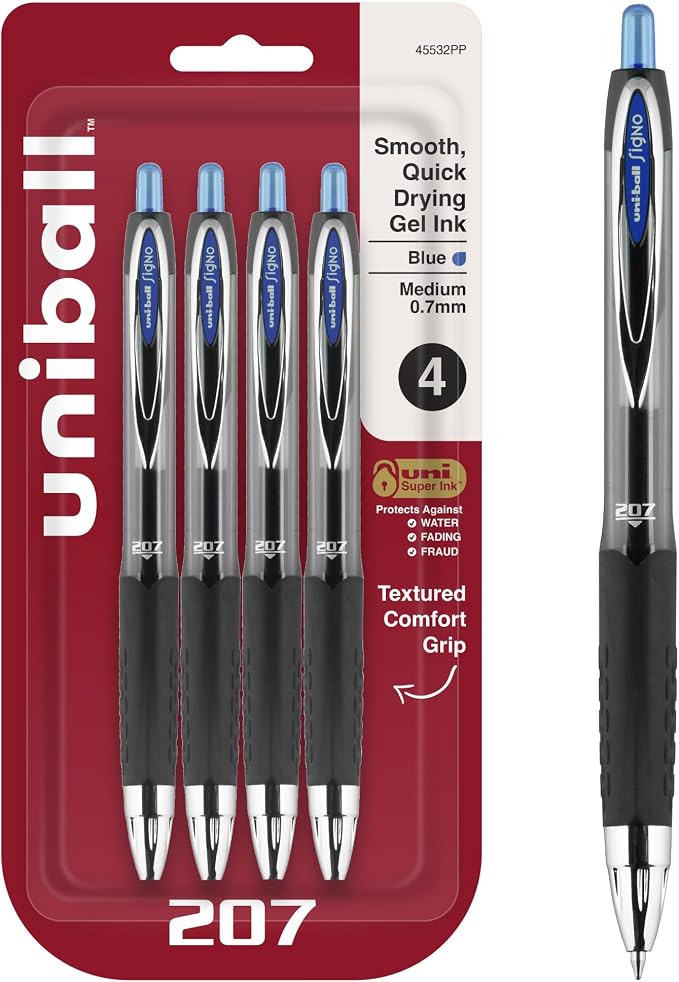 uni-ball® Signo Gel 207™ Retractable Gel Pens, Medium Point, 0.7 mm by uni-ball