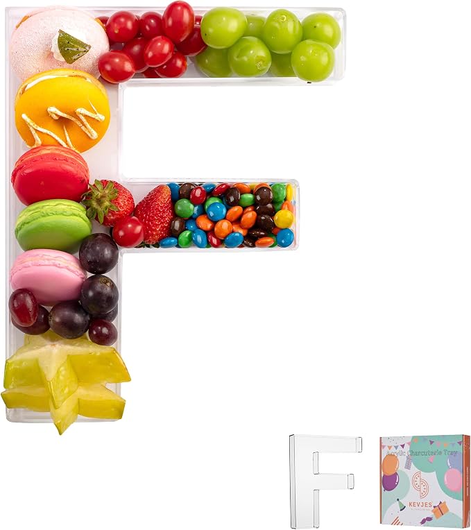 11" Clear Acrylic Letter & Number Charcuterie Tray-Reusable Fillable Alphabet by kevjes