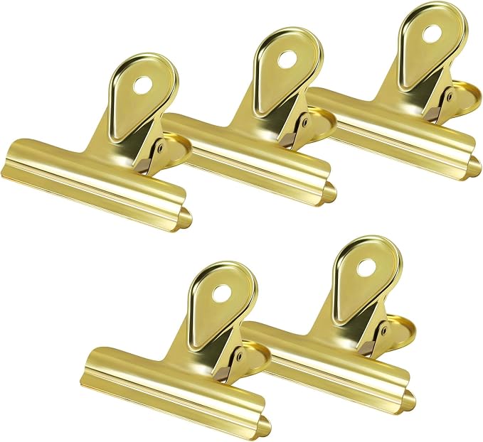 5 Pcs Bulldog Clips, 2.6x2.2 Inch Journal Clips, Metal Binder Clips, Heavy Duty by Koqye