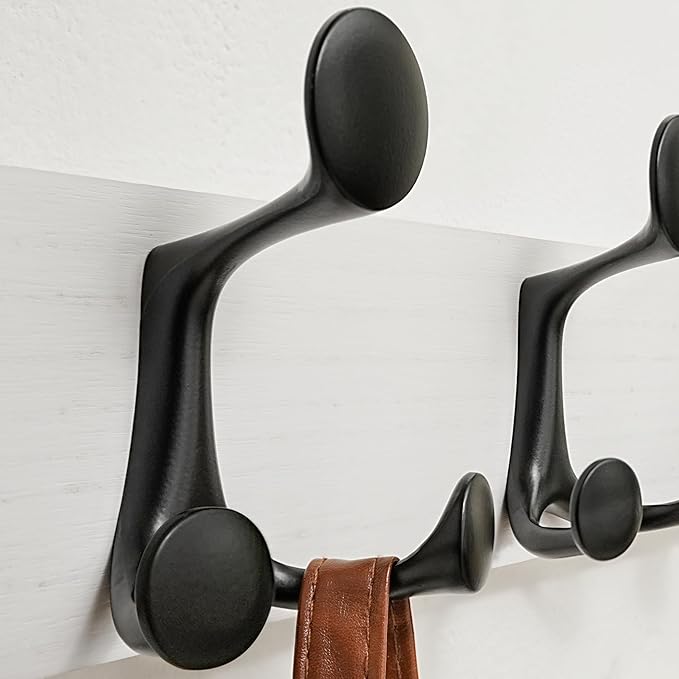 SKOLOO 24-Inch White Wood Coat Rack Wall Mount with 5 Triple Hooks - Ideal for Family Entrances, Classrooms, and Pet Supplies Storage - Perfect Coat Hooks for Wall-DeskLoop Office