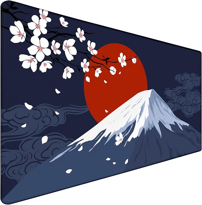 Japanese Mt Fuji Gaming Pad, Large Mouse Pad by Jovlio