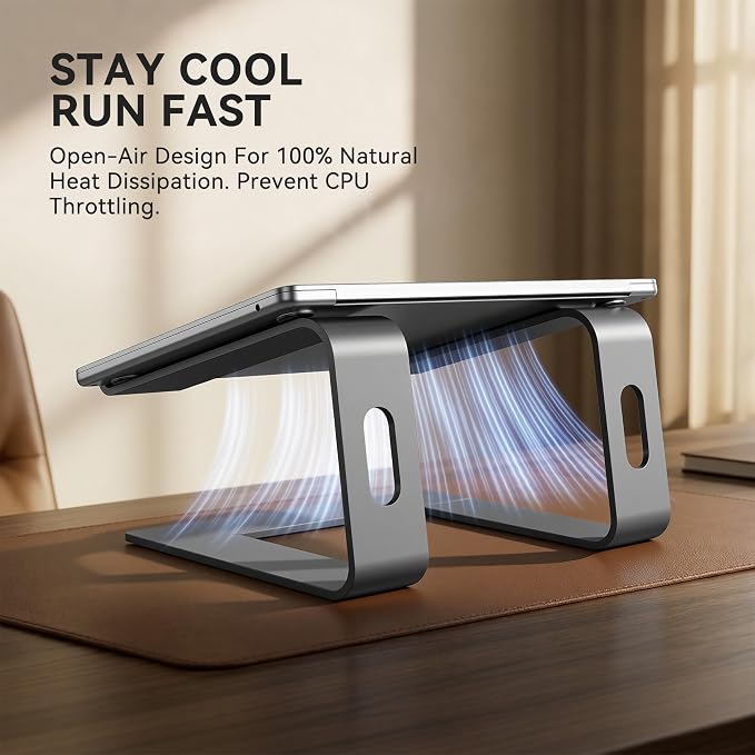 SOUNDANCE Laptop Stand, Aluminum Computer Riser, Ergonomic Laptops Elevator - Image 2