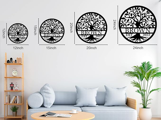 Personalized Tree of Life Metal Sign, Personalized Last Name Signs, Custom Name - Image 6