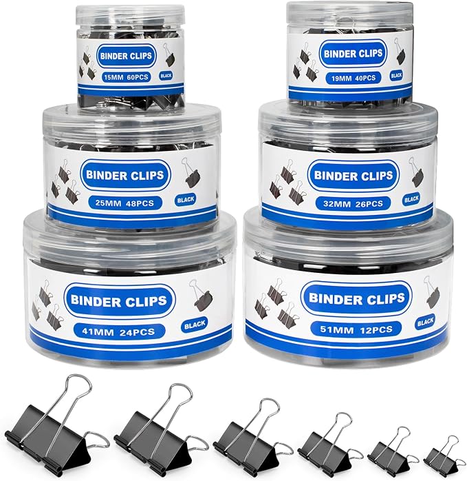 BainGesk 210 PCS Binder Clips Paper Clamps Assorted Sizes, Metal Paper Binder by BainGeskFocusonToys