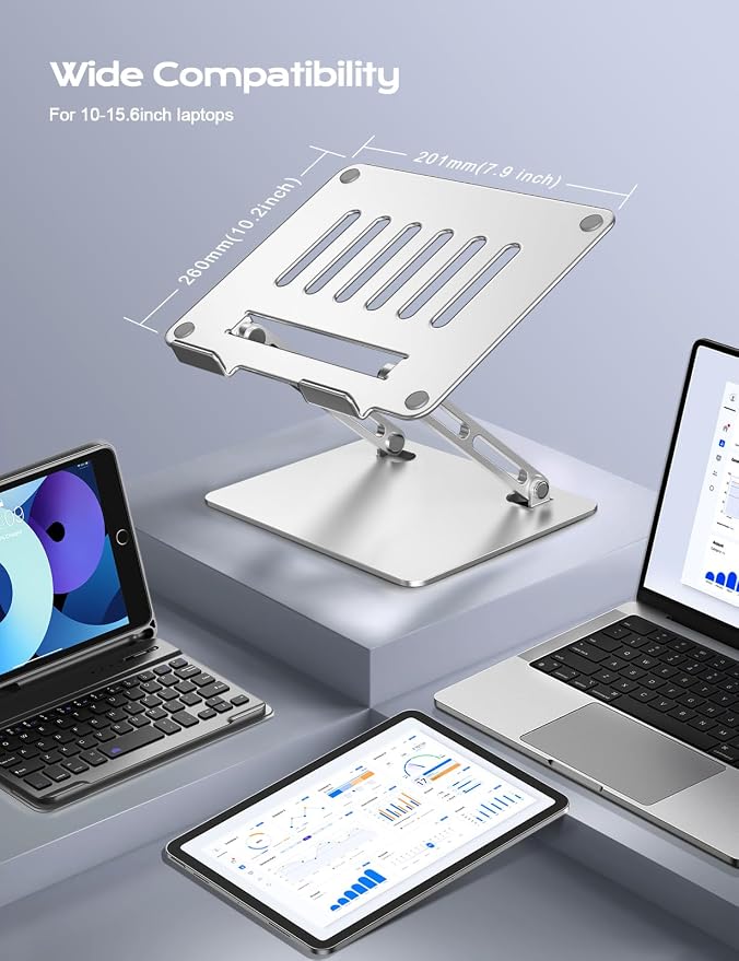 LOXP Adjustable Laptop Stand, Portable Laptop Riser, Aluminum Laptop Stand - Image 6