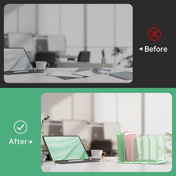 SUPEASY File Organizer for Desk, 5-Section Mesh Desk Organizer, Vertical File - Image 7