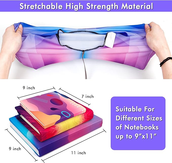 Feela 7 Pack Neon Pattern Jumbo Fabric Book Covers, Washable Durable Reusable Nylon, Stretchable for Hardcover Textbooks & Notebooks up to 9'x11'-DeskLoop Office
