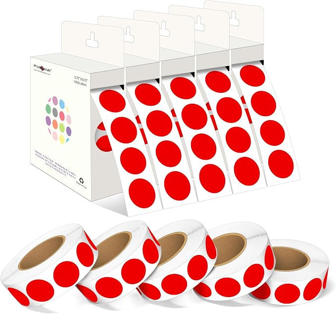 PARLAIM 3/4 Inch Roll Color Coding Labels, 10000 per 10 Rolls Round Permanent by PARLAIM