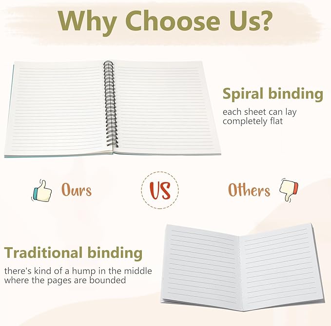 Fuutreo 12 Pcs Spiral Notebook for Work A5 8.3 x 5.7 Inch College Ruled Spiral Journal Notebook Kraft Cover Ruled Paper, 12 Color, 60 Sheets, 120 Pages for Office School (Jewel Color)-DeskLoop Office