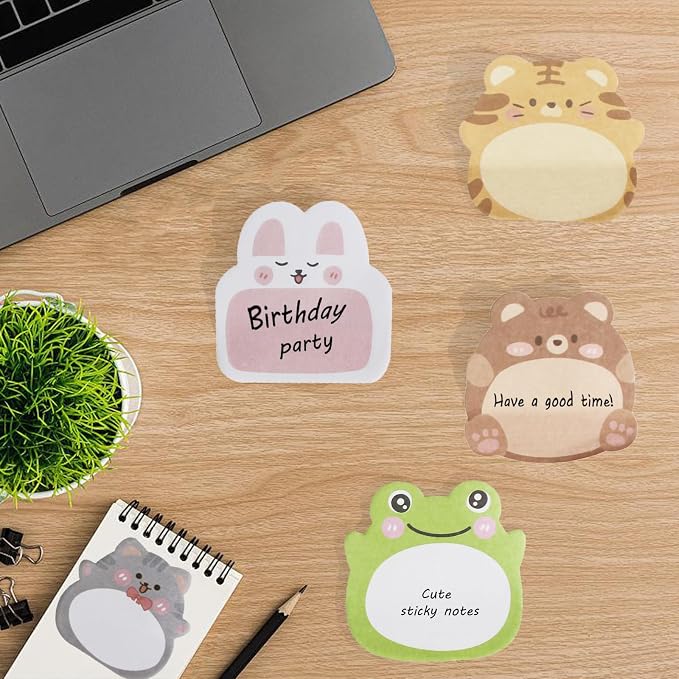32 Pads Cute Sticky Notes, Animal Sticky Notes Self Adhesive Cartoon Notes Memo - Image 5