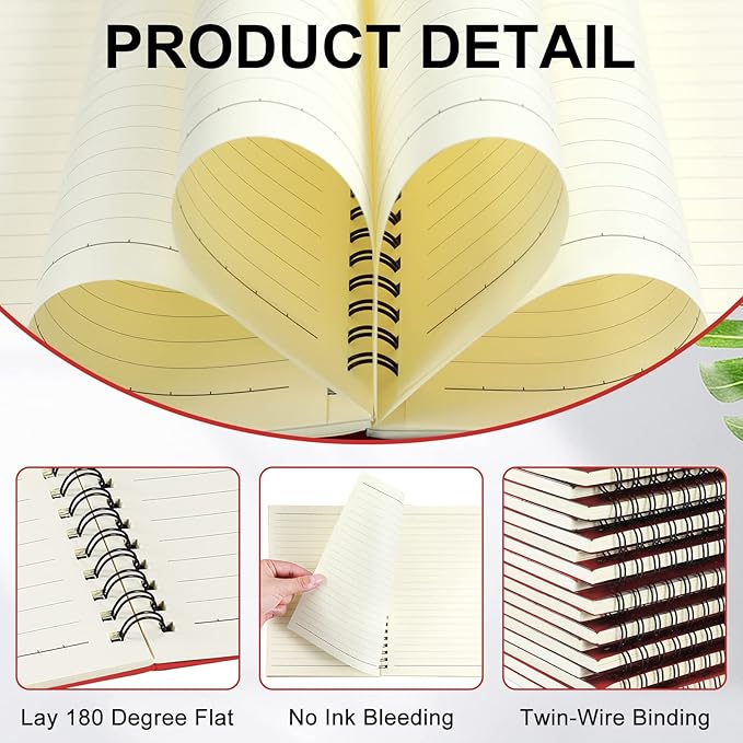 Yahenda 18 Pcs Spiral Notebook Bulk A5 Journal Lined 8.3'' x 5.5'' Writing Composition Paper Small Notepad Subject Notebook for Students Office Business Back to School Supplies (Red)-DeskLoop Office