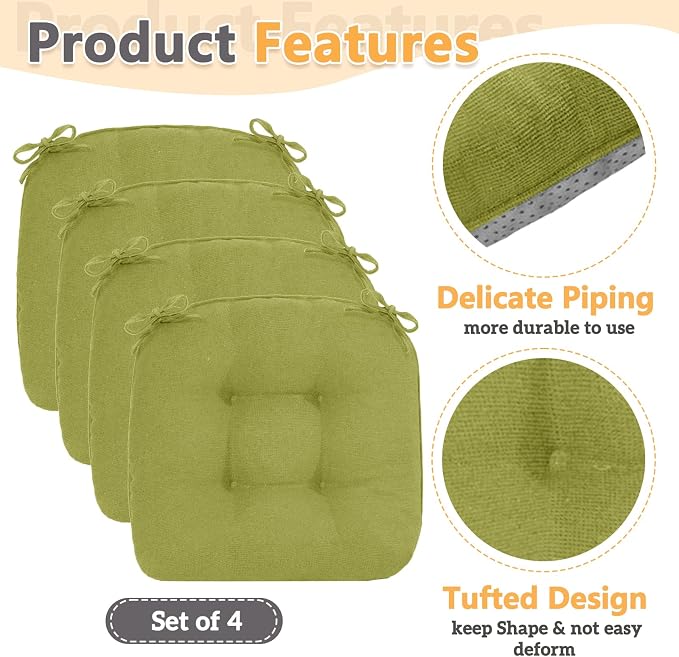 MAGIC ELEPHANT Chair Cushions for Dining Chairs, Memory Foam Kitchen Chair - Image 4