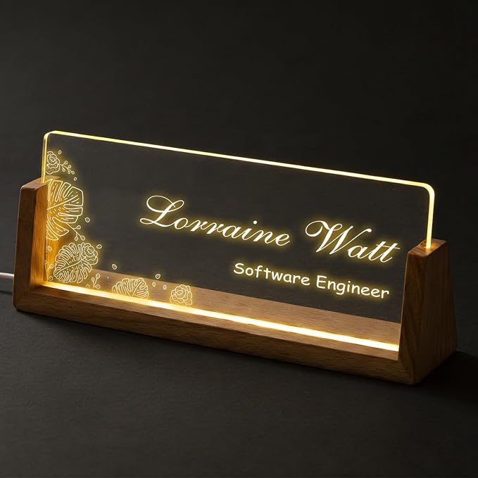 Custom Desk Name Plate, Light Up Acrylic Office Sign, Personalized Gift - Image 2