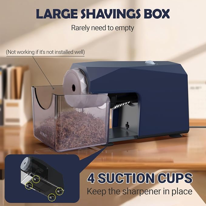 AFMAT Electric Pencil Sharpener, Fast & Hands-Free, 10K+ Uses, 5 Nibs, Fully - Image 7