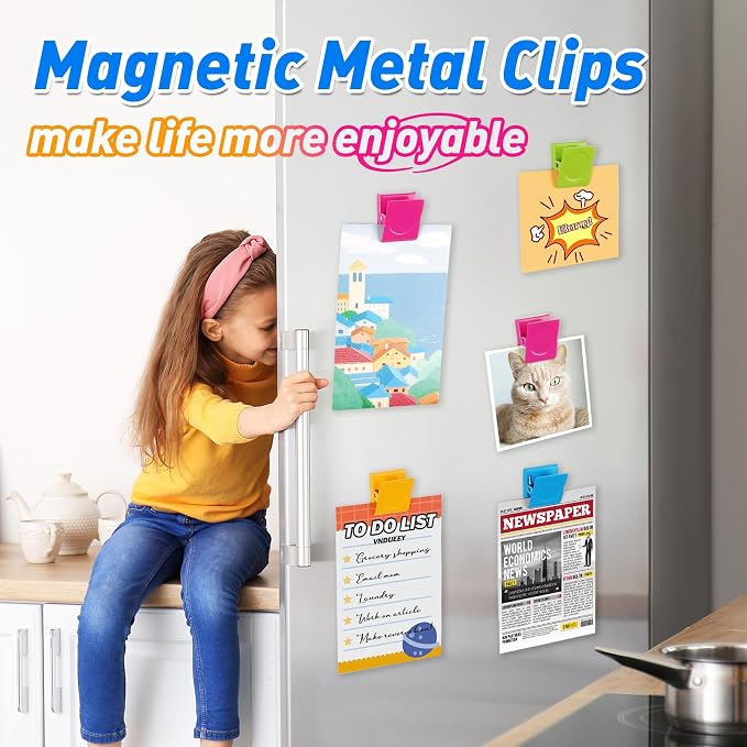 VNDUEEY 24 Pcs Strong Magnetic Clips, Fridge Magnets Metal Clips - Image 3