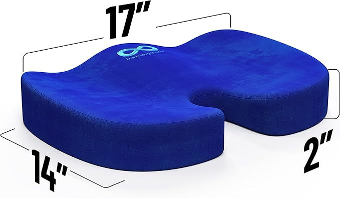 Everlasting Comfort Doctor Recommended Memory Foam Seat Cushion for Office Chairs & Car Seat - Ergonomic Office Desk Accessories for Tailbone Pain Relief, Sciatica & Back Support-DeskLoop Office