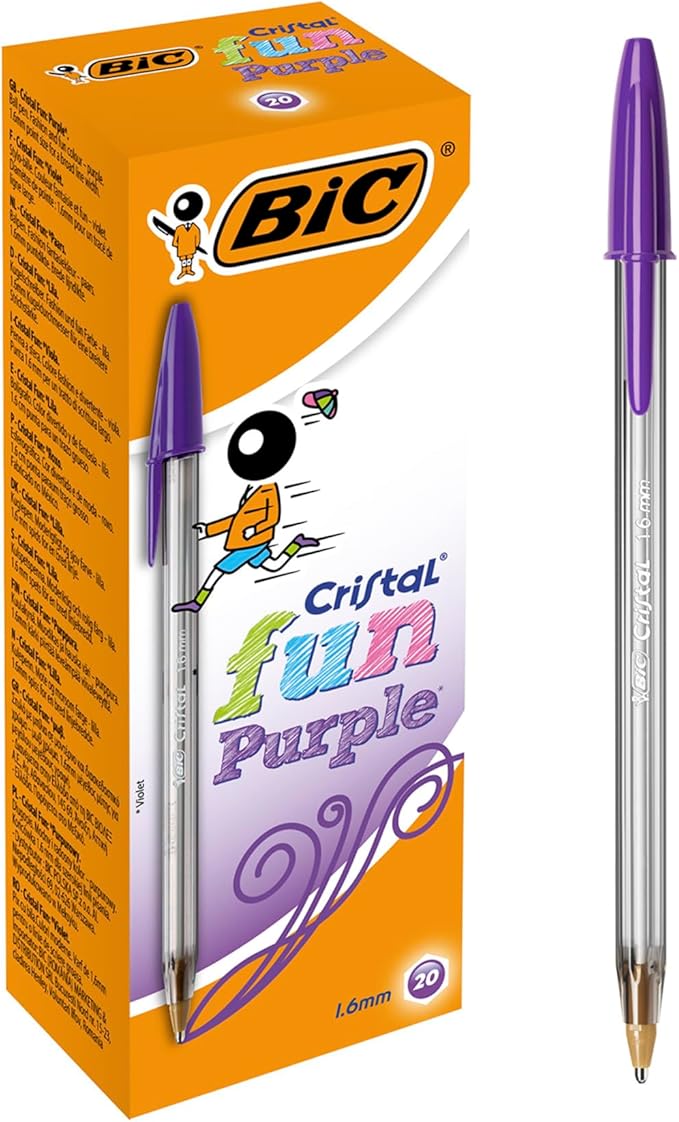 BIC Cristal Fun, Ballpoint Pens, Smudge-Proof Writing Pens and Wide Point by BIC