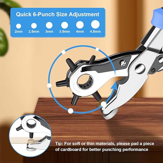 Heavy Duty Rotary Puncher, Diyife Leather Belt Hole Puncher - Image 2