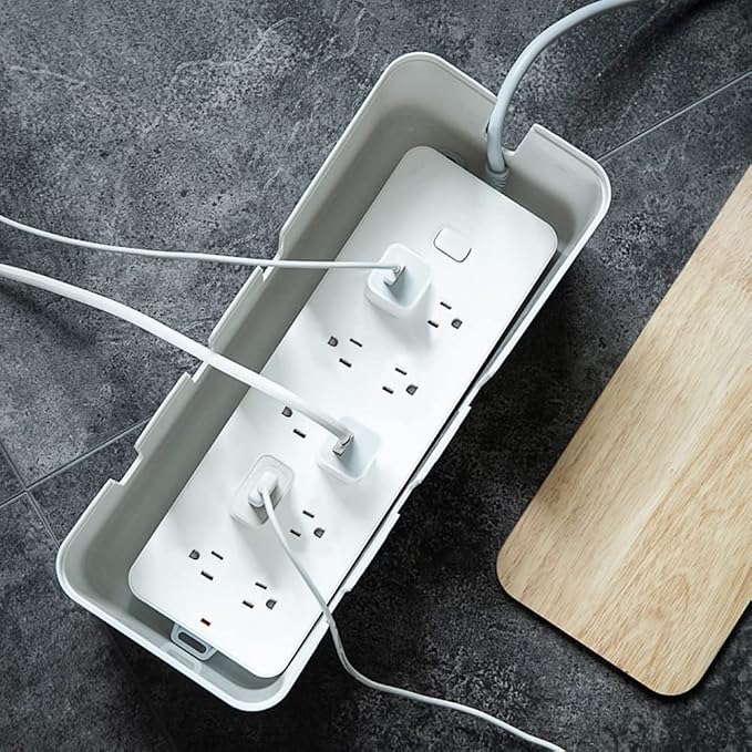 Cable Management Box by Baskiss, Wood Lid, Wire Organizer - Image 7