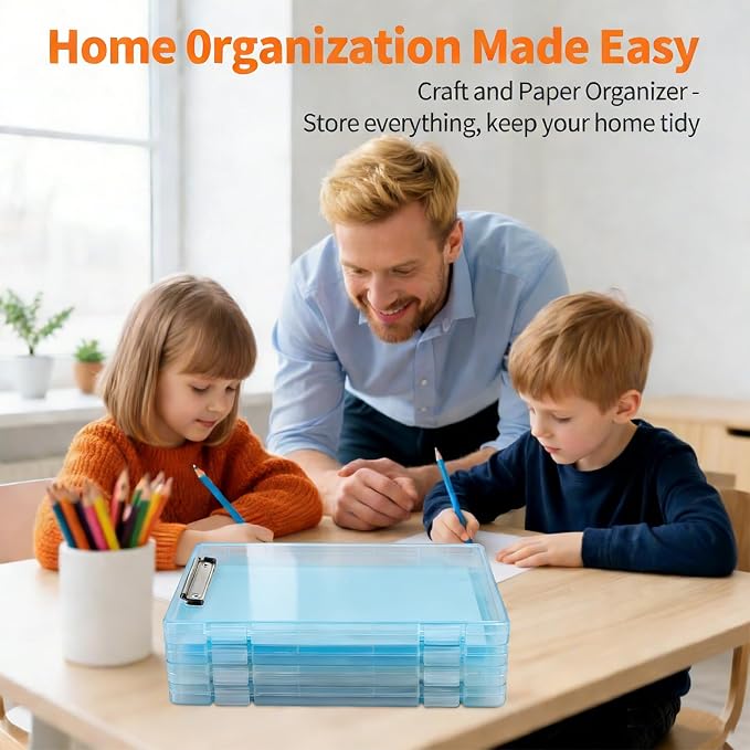 Letter Size Clipboard with Storage 8.5 * 11, Plastic Clear Blue Clipboard File - Image 3