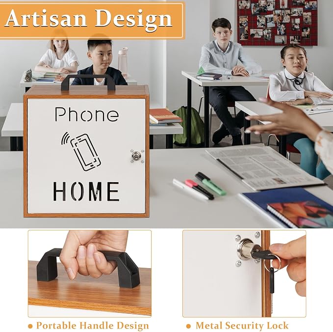 Cell Phone Holder Classroom 33 Slots Wooden Cell Phone Storage Cabinet Pocket - Image 3