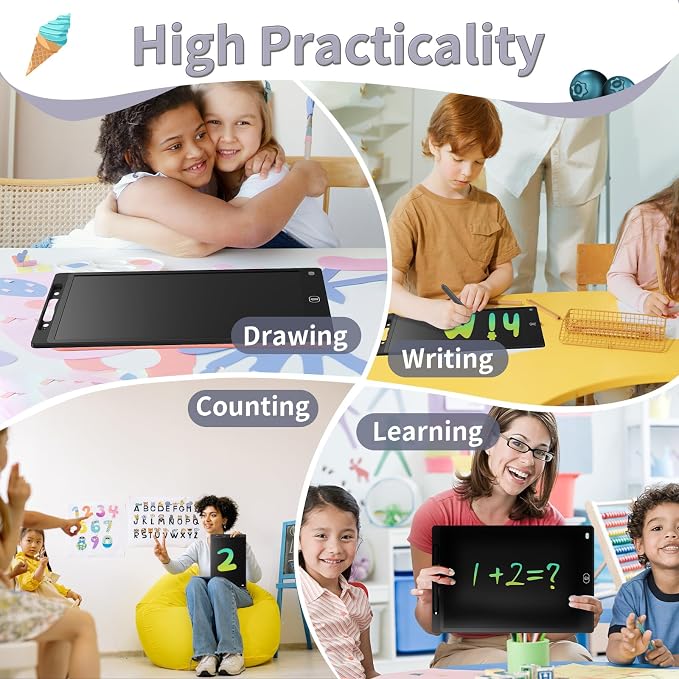 Genialba LCD Writing Board 12 Inches, Colourful Electronic Tablet, Portable - Image 5