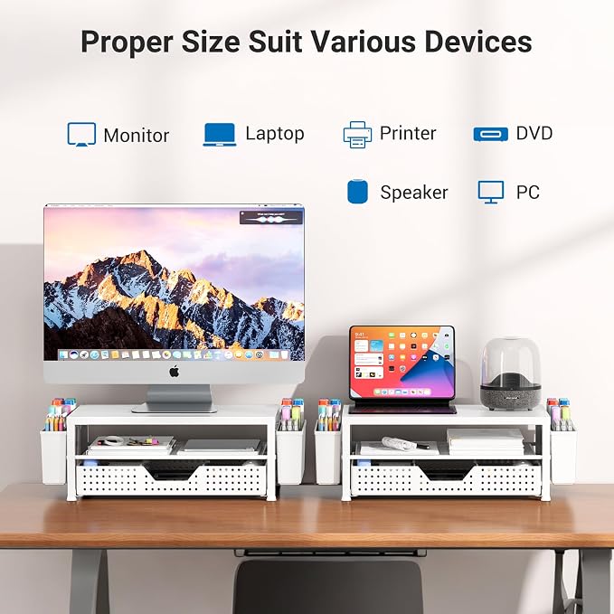 Wood Metal Monitor Stand Riser, Laptop Stand - Image 3
