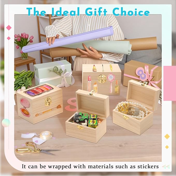 CroBlissful 12 Set 24 Pcs Unfinished Wooden Box - Image 5