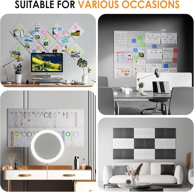 MaxGear Felt Bulletin Board 48" x 36", Light Gray Felt Wall Tile Wall Decor | - Image 6