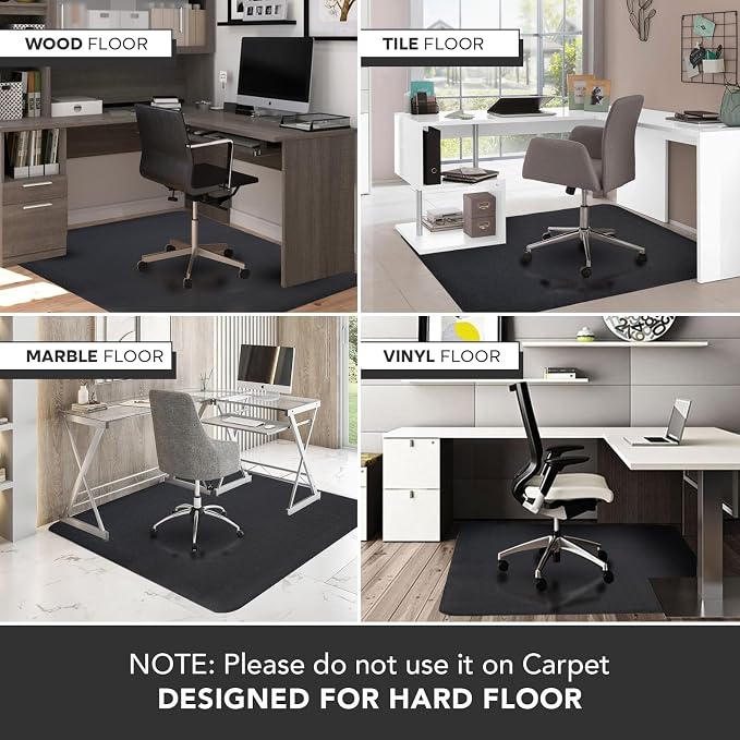 Office Chair Mat for Hardwood Floor: 63" x 51" Extra Large Black Office Chair - Image 6