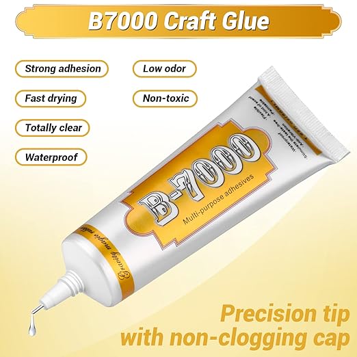 B7000 Fabric Glue with Precision Tips, Upgrade Industrial Strength Adhesive B-7000 Glue Clear for Jewelry Crafts DIY, Metal, Stone, Rhinestone Gems Gel, Glass, Fabric, Cell Phone Repair (50 ML)-DeskLoop Office