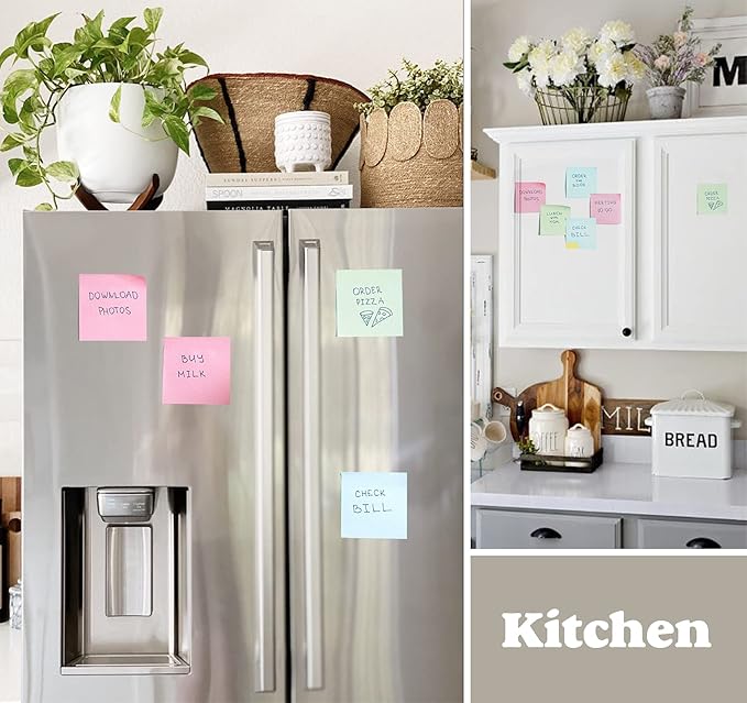 24 Pack Sticky Notes - 3 x 3 Inch Large Memo Pads with 2X Sticking Power,12 Bright Colors Sticky Pads,100 Sheets/Pad - 2400 PCS Super Sticky & Repositionable for Office,Notebook,School,and Daily Use-DeskLoop Office