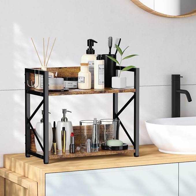 Spice-Rack-Organizer-Shelf for Kitchen Counter, 2 Tiers Coffee Bar Station - Image 4