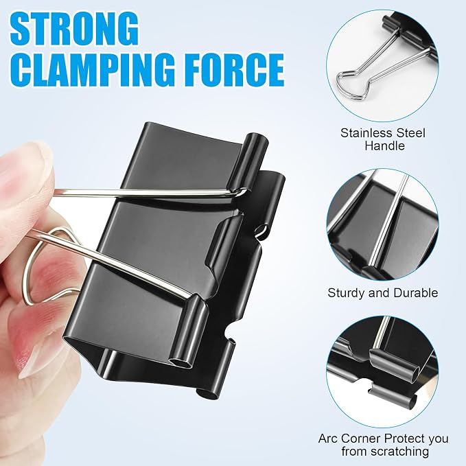 208 PCS 6 Sizes Binder Clips Assorted Sizes Including Extra Large Medium Small - Image 3