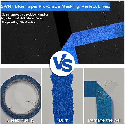 SWRT Blue Painters Tape 2 Inch Wide – 12 Rolls x 55 Yards, Clean Removal - Image 6