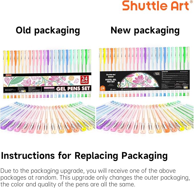 Shuttle Art Pastel Gel Pens, 24 Pastel Milky Colors Gel Pen for Black Paper, Adults Coloring Books Drawing Doodling Crafts Scrapbooking Journaling-DeskLoop Office