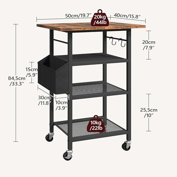 MAHANCRIS 4-Tier Printer Stand, Rolling Printer Table on Wheels, Industrial - Image 3