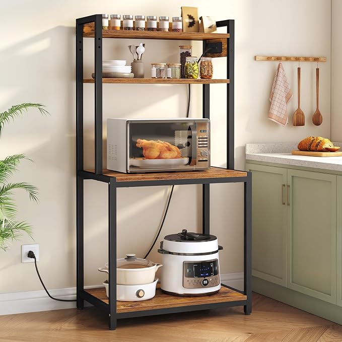 HOOBRO Printer Stand with Charging Station, 4-Tier Printer Table with Storage - Image 4