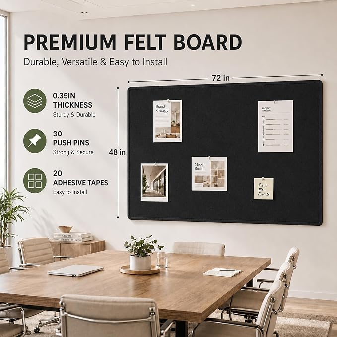 Black Large Felt Bulletin Board - Image 2