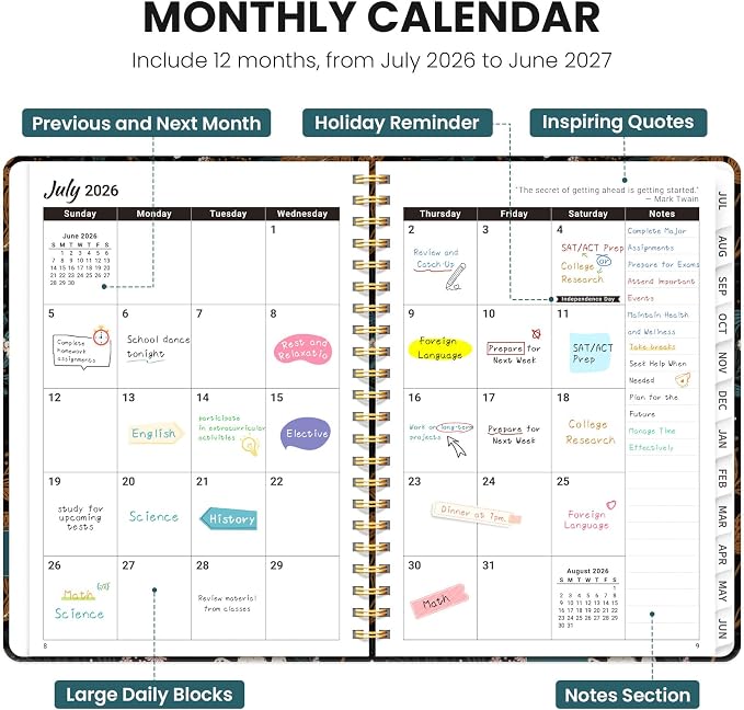 Planner 2026-2027, Monthly and Weekly Academic Planner July 2026 - Image 2
