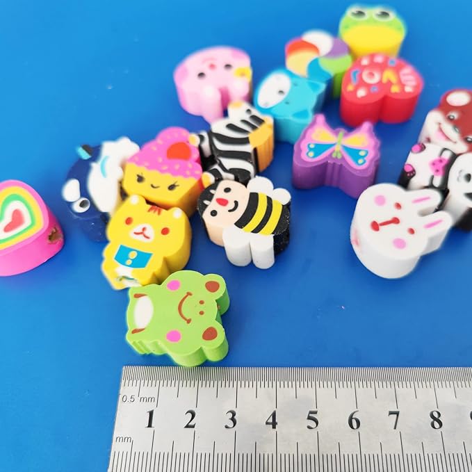 35PCS Fun Animal Fruit Pencil Topper Erasers - Image 2
