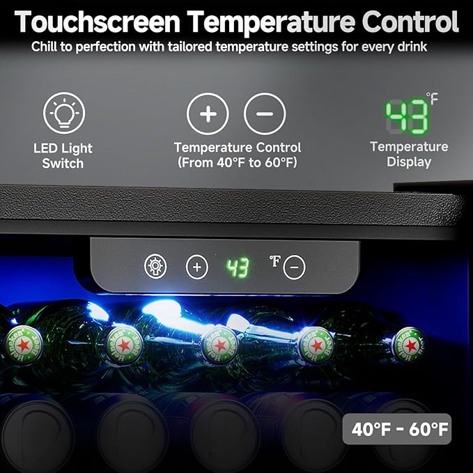 50 Cans Beverage Refrigerator Cooler, 1.3 Cu.Ft Mini Fridge with Glass Door for Soda Beer Drink Wine, Countertop Small Fridge for Bedroom Dorm Office Home Bar, Black-DeskLoop Office