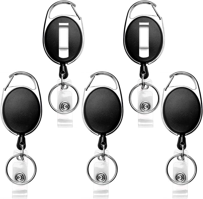 Teskyer Badge Reel, 5 Pack Retractable Badge Holders by TESKYER