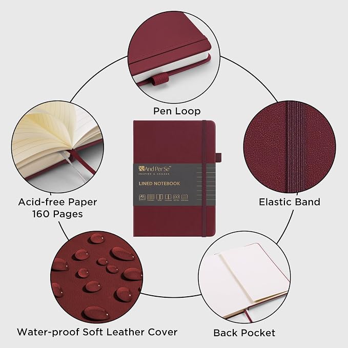 &And Per Se Lined Journal Notebook, 160 Pages, A5 5.7 x 8 inches College Ruled - Image 4
