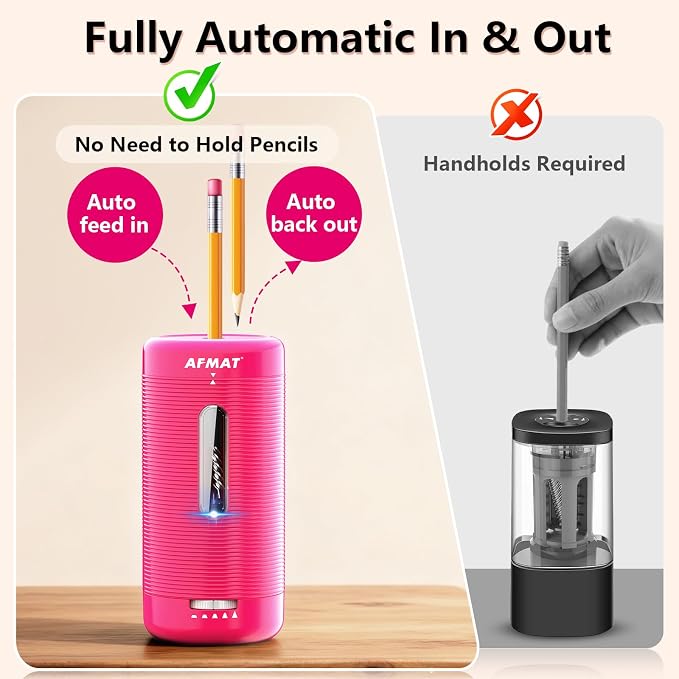 AFMAT Electric Pencil Sharpener, Fully Automatic Pencil Sharpener, Auto in & Out - Image 2